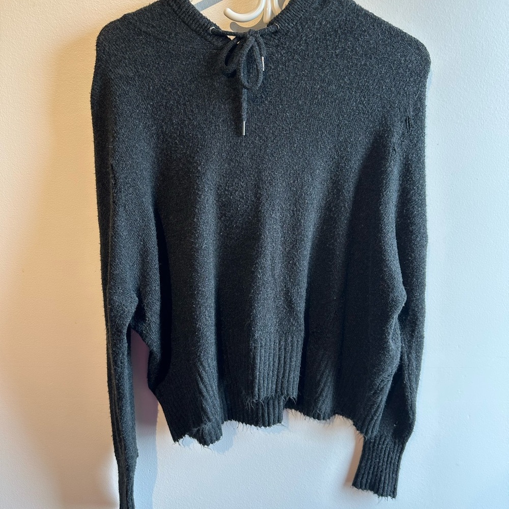 American Eagle Dark Grey Distressed Sweater